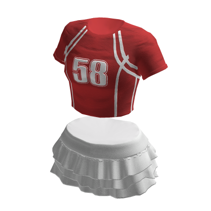 Red Cropped Jersey Tee w Layered Ruffle Skirt