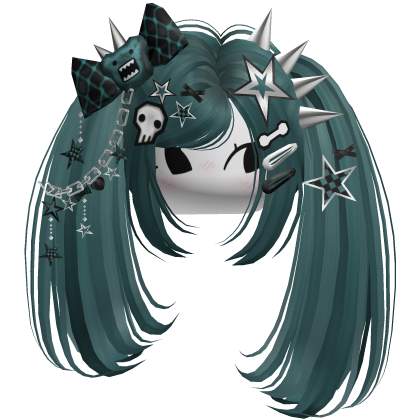 ♡ Scene Spiky Moe Pigtails (Dark Teal)