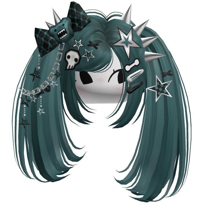 ♡ Scene Spiky Moe Pigtails (Dark Teal)