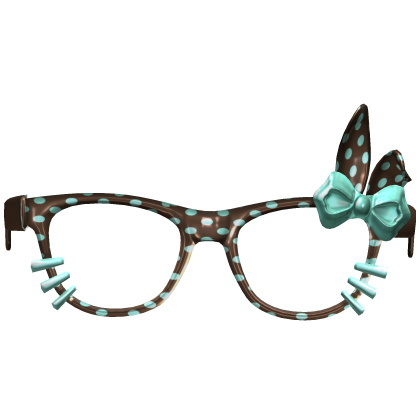 Mint Choco Polkadot Bunny Ear Glasses Bow Roblox item
