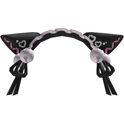 kawaii jirai kei black pink maid cat ear headpiece