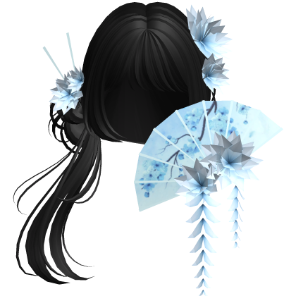Side Ponytail w/ Cherry Blossoms & Fan