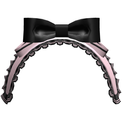 Gothic Ruffled Bow Headband Pink & Black