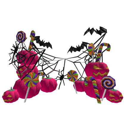 Pink Halloween Pumpkin Bat Spider Black Web Candy