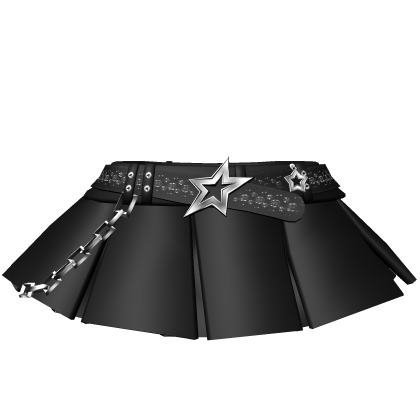 Y2K Chibi Doll Belt Skirt ♡ Black / Stars Pleated  Roblox item