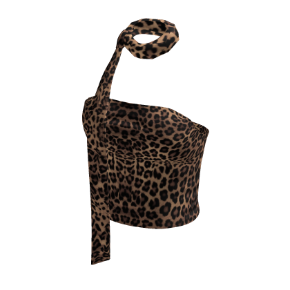 Short Top W/Neck Scarf - Leopard