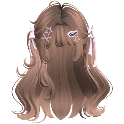 ♡ Cute Girl Pigtails w/ Hairclips & Bows (Milktea) Roblox item