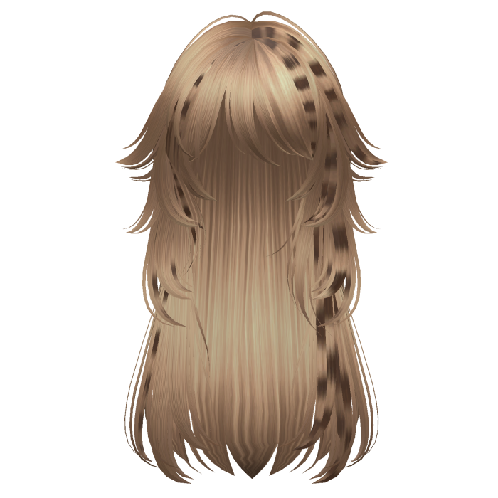 long fluffy anime hair with tufts (raccoon blonde)