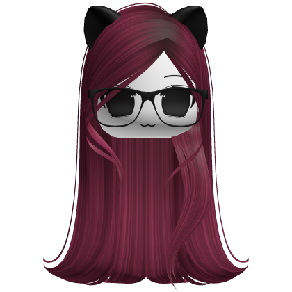 Long Silky Kitty Hair W/ Moe Face (Berry) Roblox item