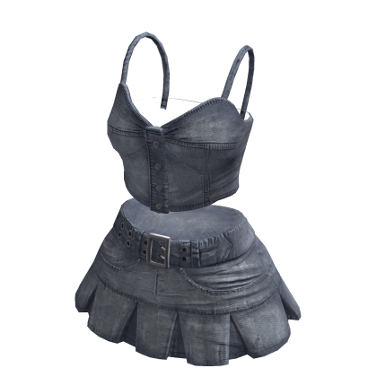 Denim Mini Skirt and Top Light Blue