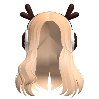 Classic Blonde hair with winter Christmas antlers Roblox item