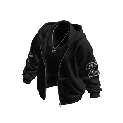 Black Oversized Zip Up w/ Tank Top