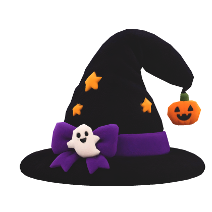 Plush Halloween Witch Hat with Ghost and Pumpkin