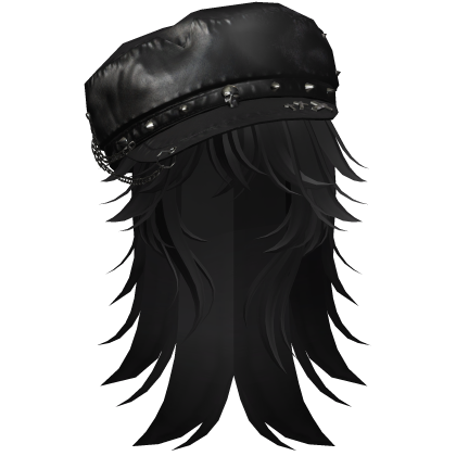 Y2K Spiked Wolfcut Hair w Black Barret Hat Roblox item