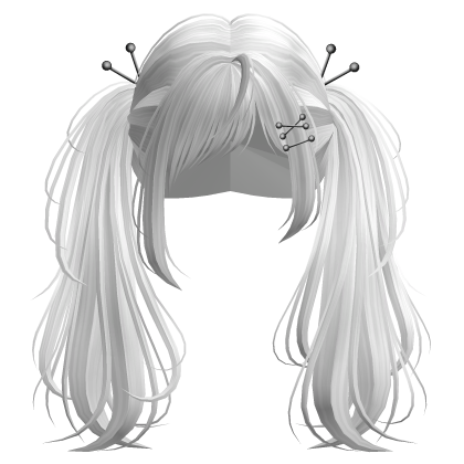 White Y2K Emo Punk Pigtails w/ Pins