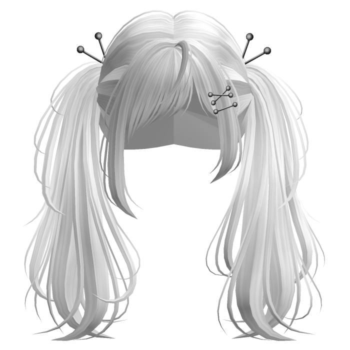 White Y2K Emo Punk Pigtails w/ Pins