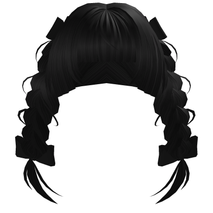 Black Hime Twintail Braids (Black Bow) Roblox item