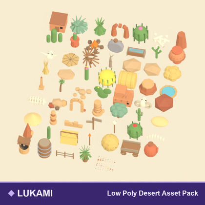 Low Poly Desert Asset Pack Cactus Skull x60