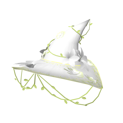 Floral witch hat with vines - white