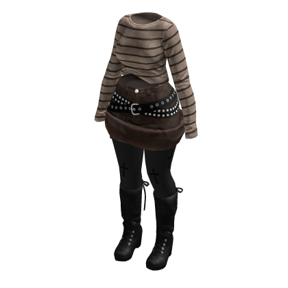 Dark Y2K Striped Sweater Gothic TightsBrownBeige)