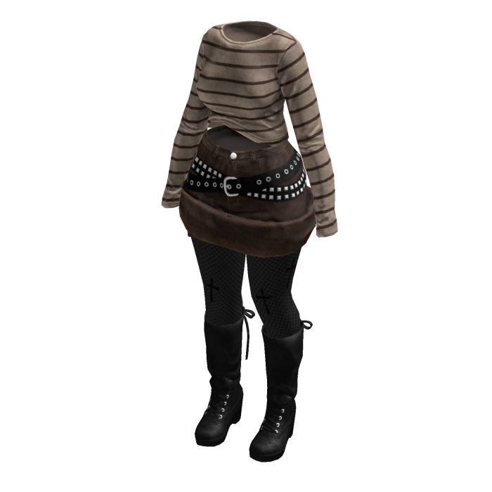 Dark Y2K Striped Sweater Gothic TightsBrownBeige)