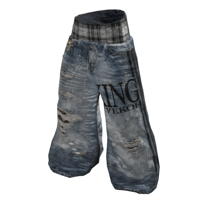 Faded Light Blue Saggy Denim Pants w/ Boxers