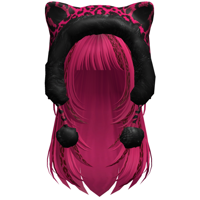 Hot Pink Leopard Print Hair w/ Kitty Hood