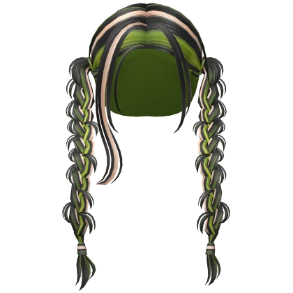 Country Girl Braids in Black Lime Streaks Roblox item thumbnail