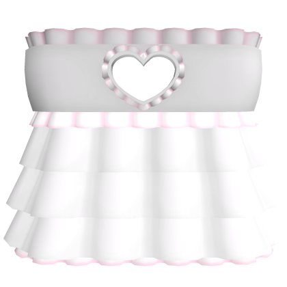 🤍 cute doll heart frilly mini dress white pink thumbnail