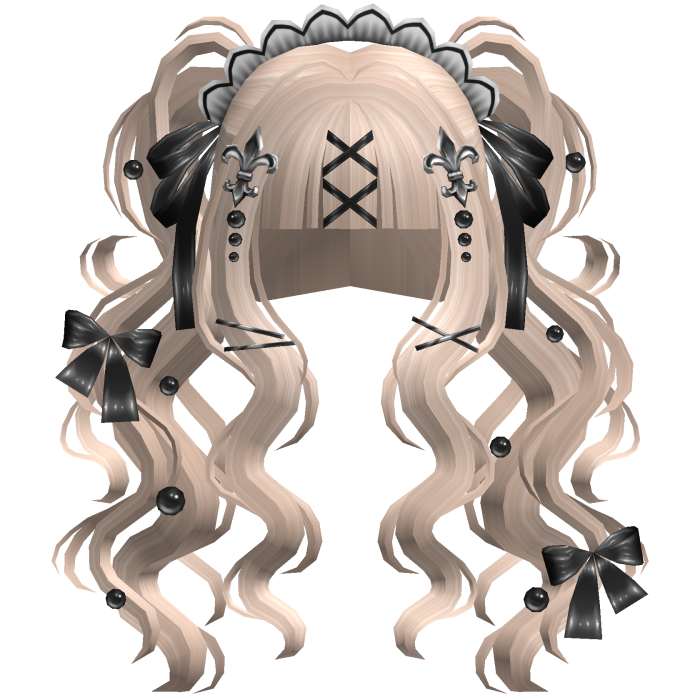 Gothic Doll Curly Pigtails & Ribbons In Blonde