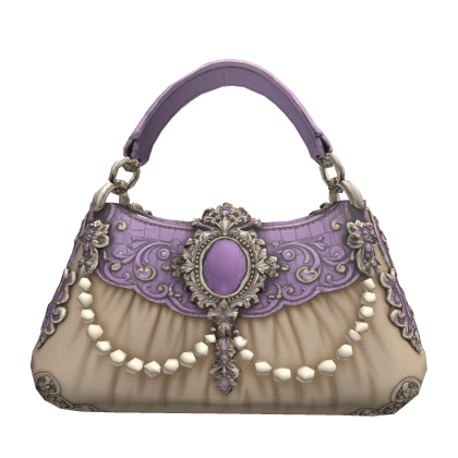 Lavender cream pearl silver shoulder bag
