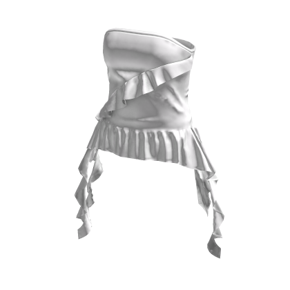 💗ASYMMETRICAL RUFFLE TUBE TOP_WHITE thumbnail