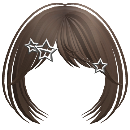 brown layered bangs with star hairpin Roblox item
