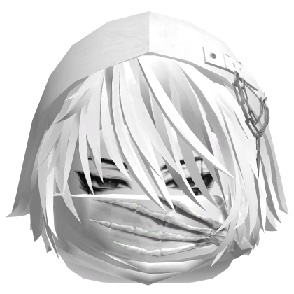 [💸CHEAP] White Messy Hair Hood Skeleton Hand Mask Roblox item