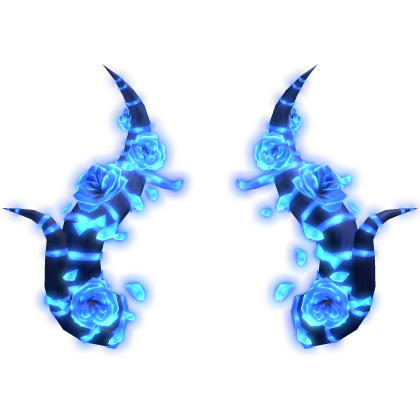 🎃GLOW Halloween Rose Bow Horns Goth Ocean Blue