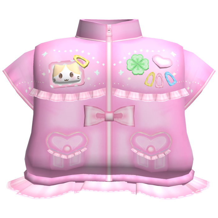 ♡ kawaii ruffled pink jacket w kitty badge