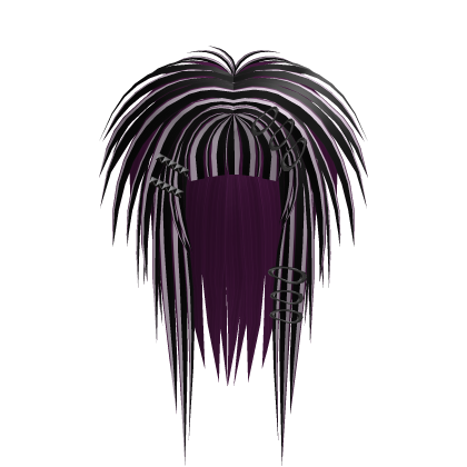 messy long gothic scene emo hair purp black blonde Roblox item