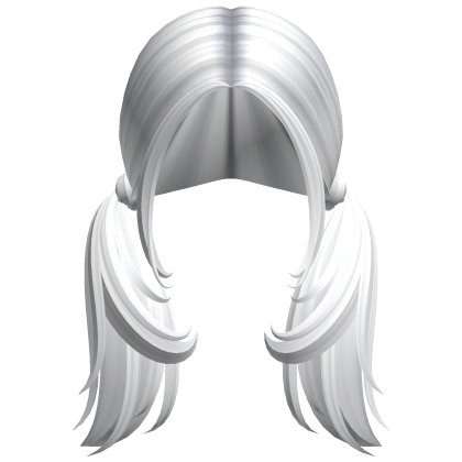 -',ৎ Curly Shaggy Preppy Pigtails in White