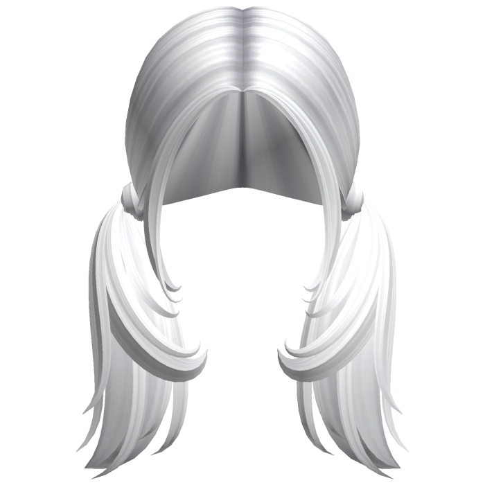 -',ৎ Curly Shaggy Preppy Pigtails in White