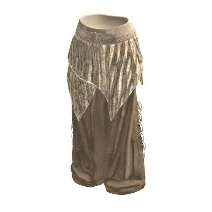 Fairy Grunge Baggy Pants w/ Fringe Skirt (Beige)