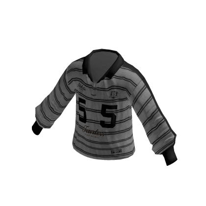 Striped Collared Sweater w/ 55 Print (Gray)