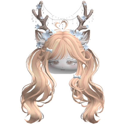 Ethereal Christmas Fairy Fawn Pigtails w/ Antlers