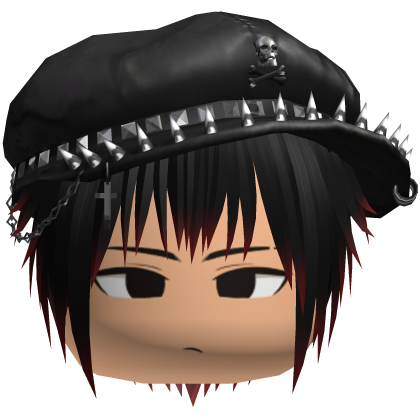 Vkei Moe Black & Red Messy Hair /w Spiky Hat
