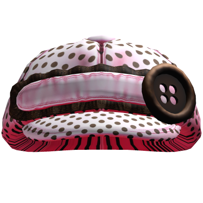 Ruffled Buttoned Cap (Pink & Brown Polka Dots)