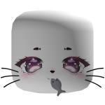 ♡ Kawaii :3 kitty eating fish chibi face