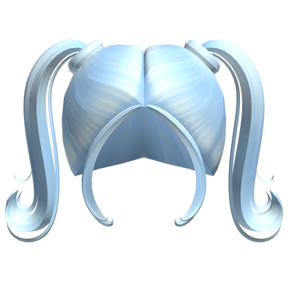 -',ৎ Curly Pigtails with Bangs in Soft Blue