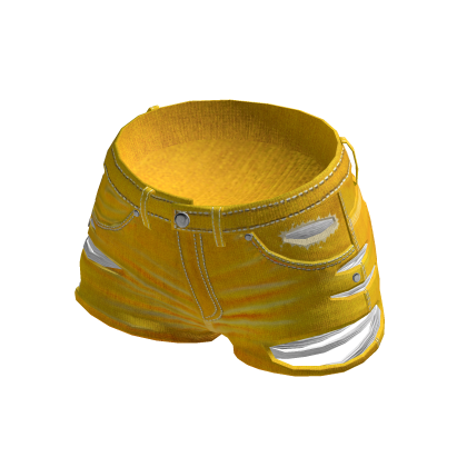 Ripped Denim Festival Shorts - Yellow