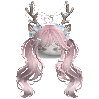 Ethereal Christmas Fairy Fawn Pigtails w/ Antlers