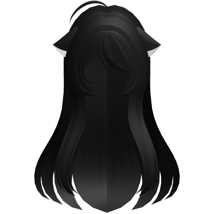 kawaii long straight kitty hair in black