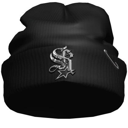 Y2k Black Emo Distressed Beanie With Hair Pin Roblox item